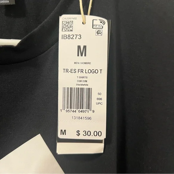 adidas Men’s Training Essentials Logo Training Tee - Black/White - Picture 3 of 3